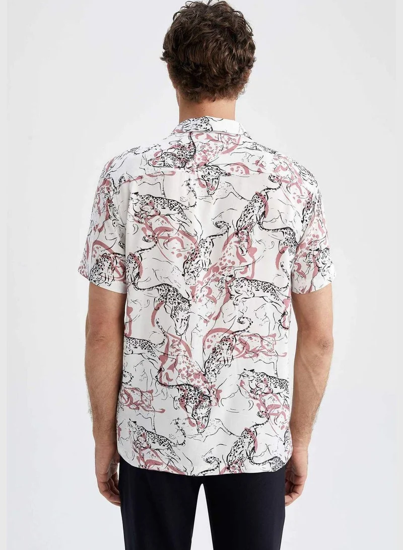 DeFacto Man Modern Fit Resort Neck Woven Short Sleeve Shirt