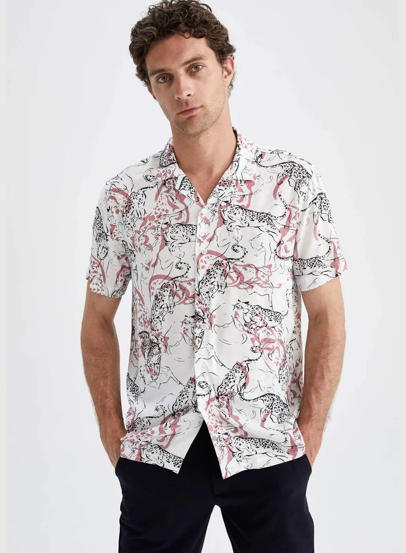 DeFacto Man Modern Fit Resort Neck Woven Short Sleeve Shirt