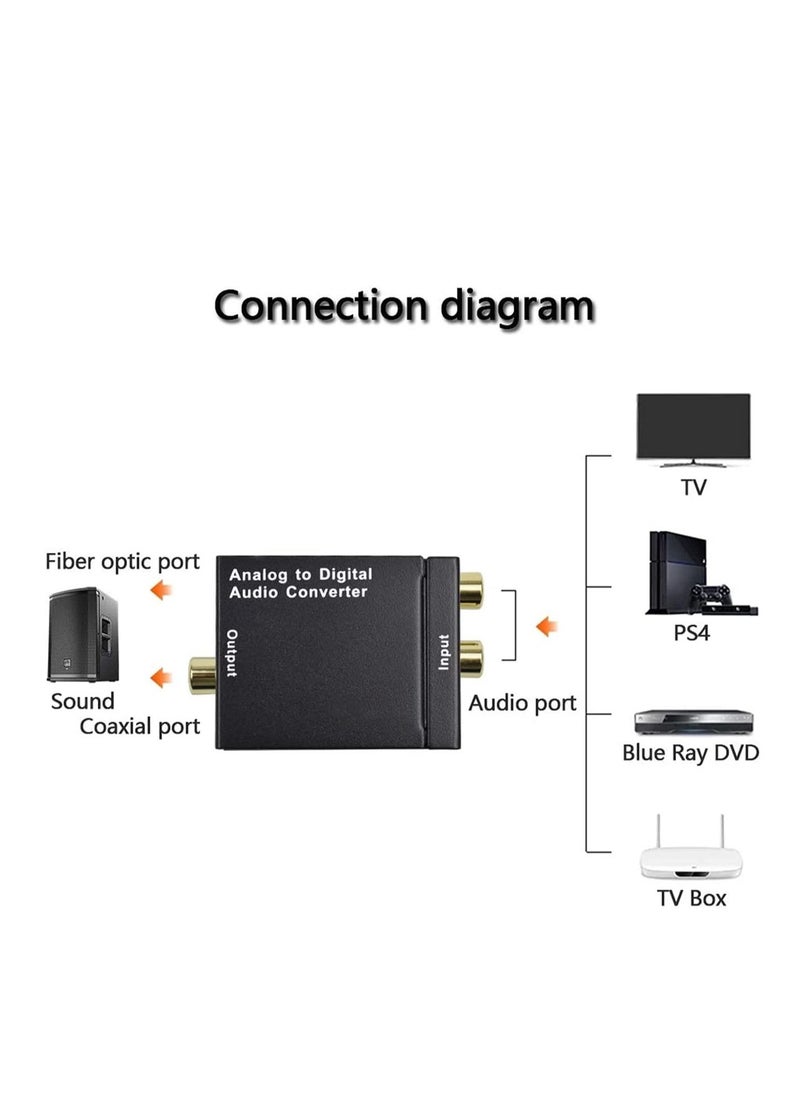 Generic - Analog to Digital Converter L/R RCA Analog to SPDIF Coaxial Optical Toslink Digital Audio Converter Adapter - Image 1