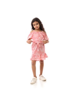 Andora Girls Floral  Dress With Waist Belt - Cashmere  - Image 1