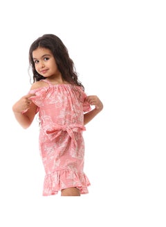 Andora Girls Floral  Dress With Waist Belt - Cashmere  - Image 2