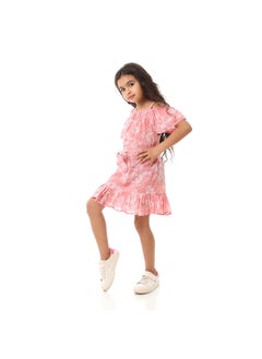 Andora Girls Floral  Dress With Waist Belt - Cashmere  - Image 5