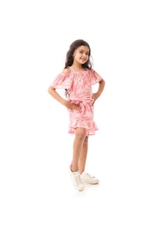 Andora Girls Floral  Dress With Waist Belt - Cashmere  - Image 4