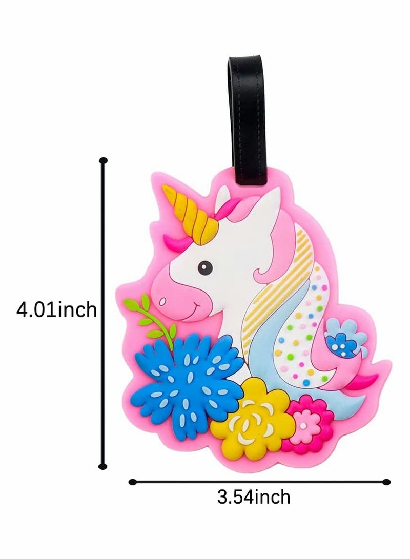 Unicorn Luggage Tags - 4 Pack Colorful Travel Tags for Ladies & Kids, Durable Name ID Identifiers for Backpacks & Suitcases, Fun & Clear Design - Image 3