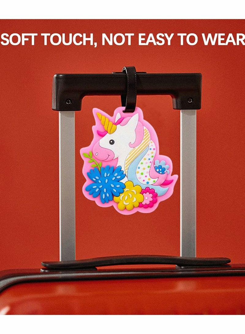 Unicorn Luggage Tags - 4 Pack Colorful Travel Tags for Ladies & Kids, Durable Name ID Identifiers for Backpacks & Suitcases, Fun & Clear Design - Image 2