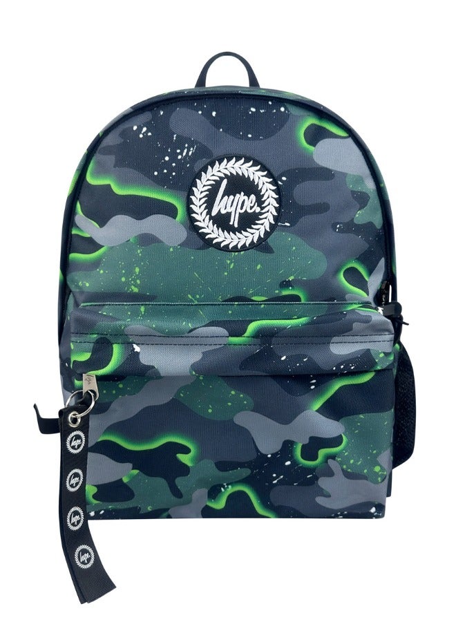 JUST HYPE Iconic Backpack - Green Glow Camo - Image 1