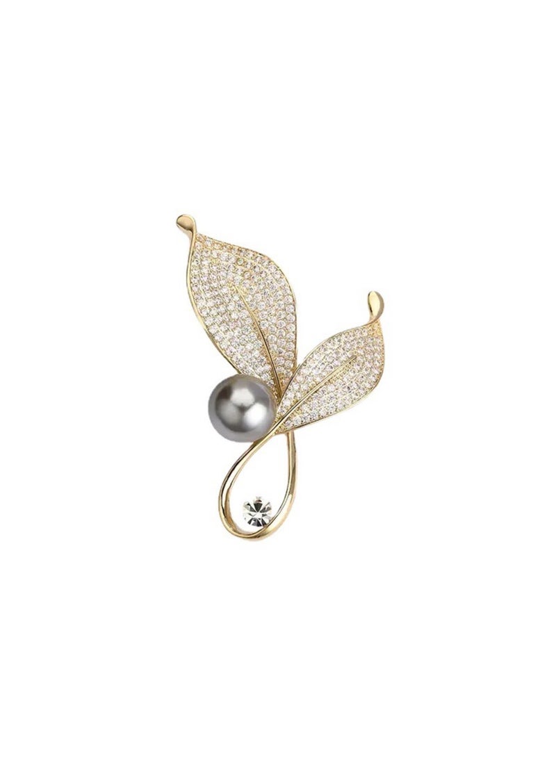 Dainty Gold Crystal Flower Brooch Pin Shiny Zircon Pearls Floral Femininity Brooch Trendy Prom Costume Jewelry Accessories Gift for Women - Image 4