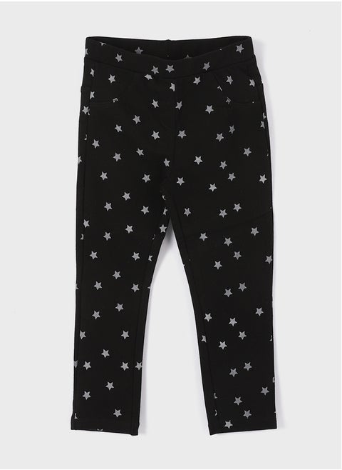 Elastic Waist Printed Girl Tights
