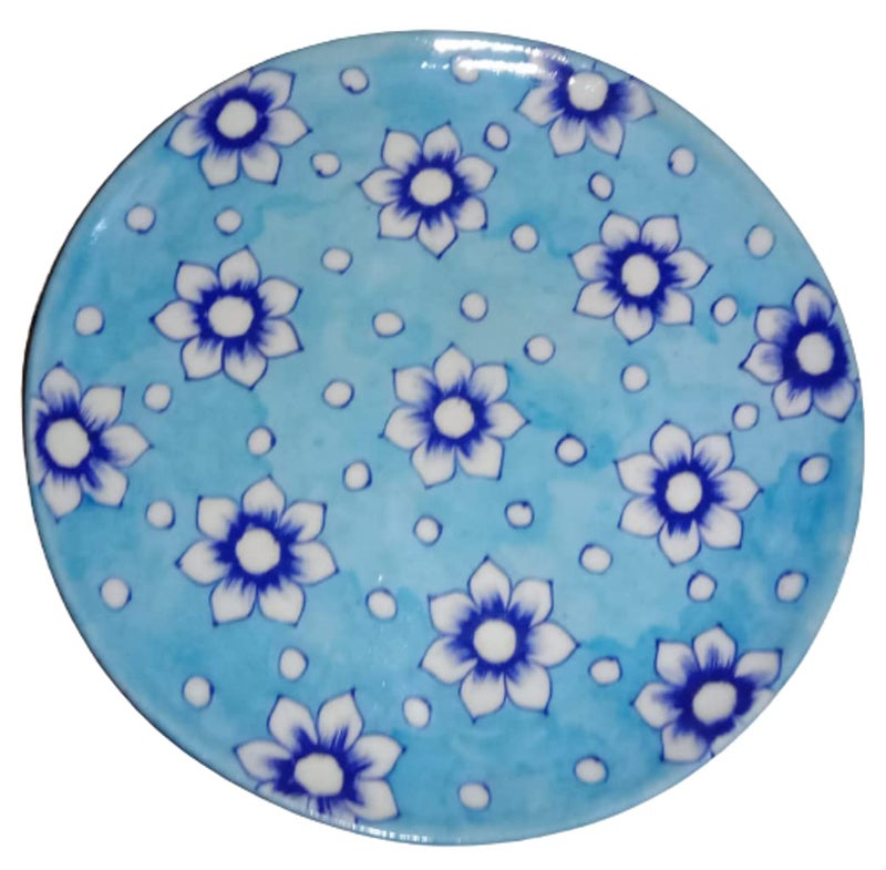 CRAFT PARK Jaipur Blue Pottery Home Decor Wall Hanging Handmade PlateServing Plate 25 cm x 25 cm x 3 cmCFPP9