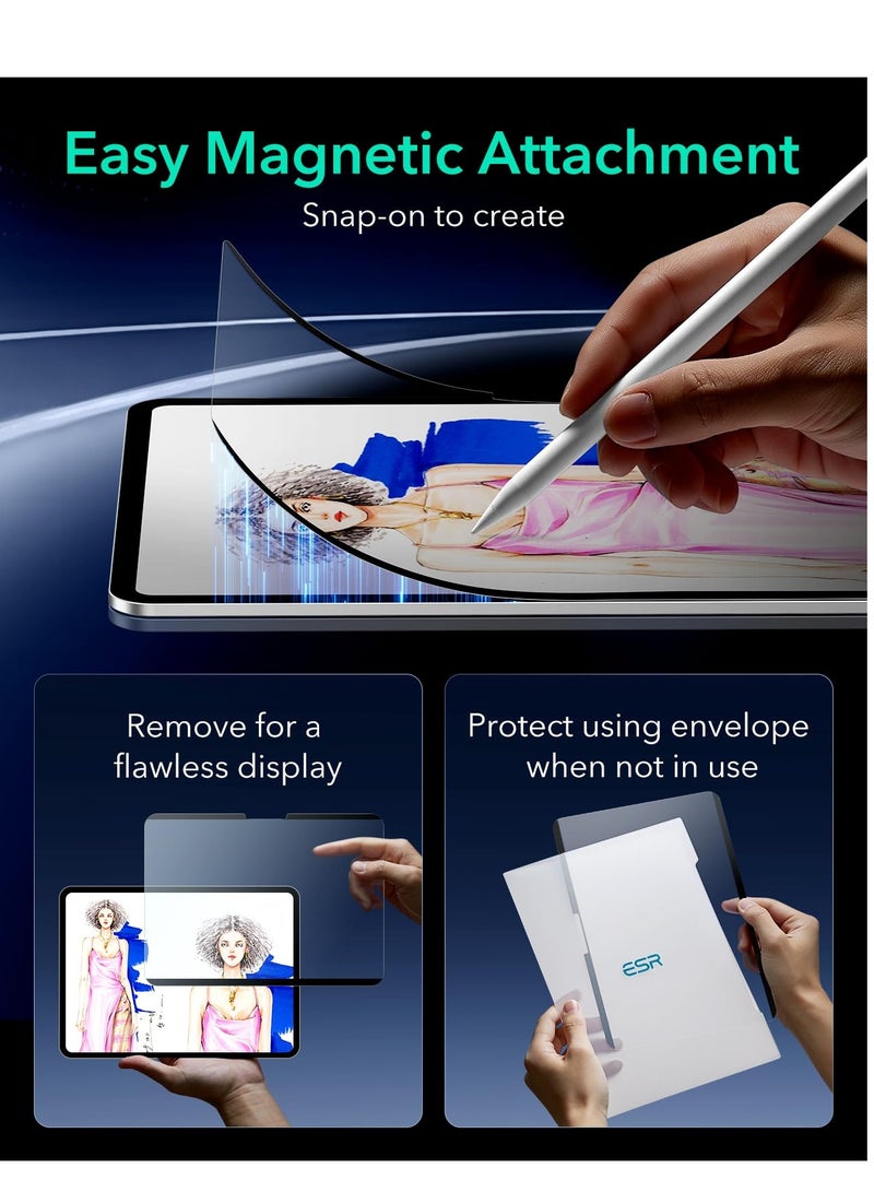 DUSALA IPad Pro 11 Inch M4 Paper-Feel Magnetic Screen Protector 2024 Write and Draw Like on Paper Detachable and Reusable Compatible with Tempered Film Matte Finish - Image 3