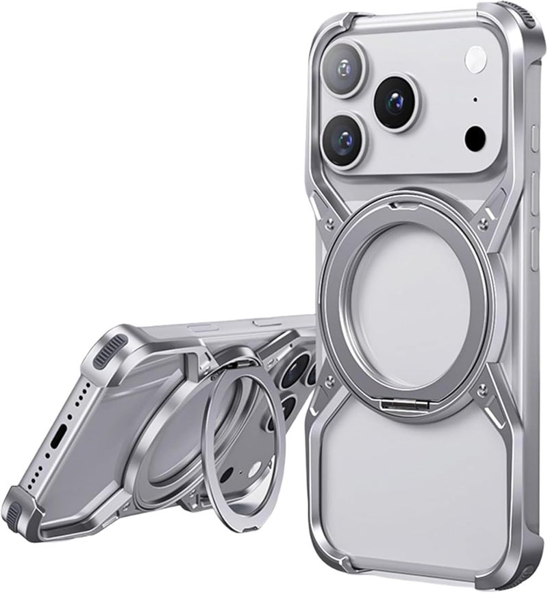Budget friendly sizing alternatives Mechanical Frame Metal Case for iPhone 17 Pro / 17 Pro Max, Aluminum Alloy Bumper with 360° Rotating Stand, Shockproof Corners, Open-Back Lightweight Design(Silver,17 Pro Max) Indoor outdoor all-purpose fit Global trendy simple build Diverse purchase plan Reliable durability Temp & permanent project compatible N/S/C nationwide deliver Easy daily handling design Sufficient order stock Multi warehouse process Labor saving optimized design Experience optimized build Gulf market standard build Modern look Trendy flexible practical build Diverse purchase options Trendy widespread design All season compatible build Anti slip Fast intercity distribution Easy hand assemble compatible Small apartment fit General need oriented design Water rust proof Flexible purchase choices - Image 1