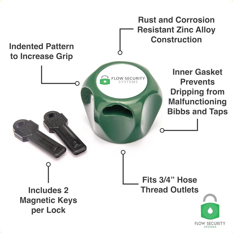 Flow Security Systems The Faucet Lock II | Magnetic Key | Prevents Water Theft, Secures Outdoor Taps, Promotes Water Conservation | Fits Most Outdoor Hose Bibbs | FSS 500 | Keyed The Same | 2 Pack - Image 2