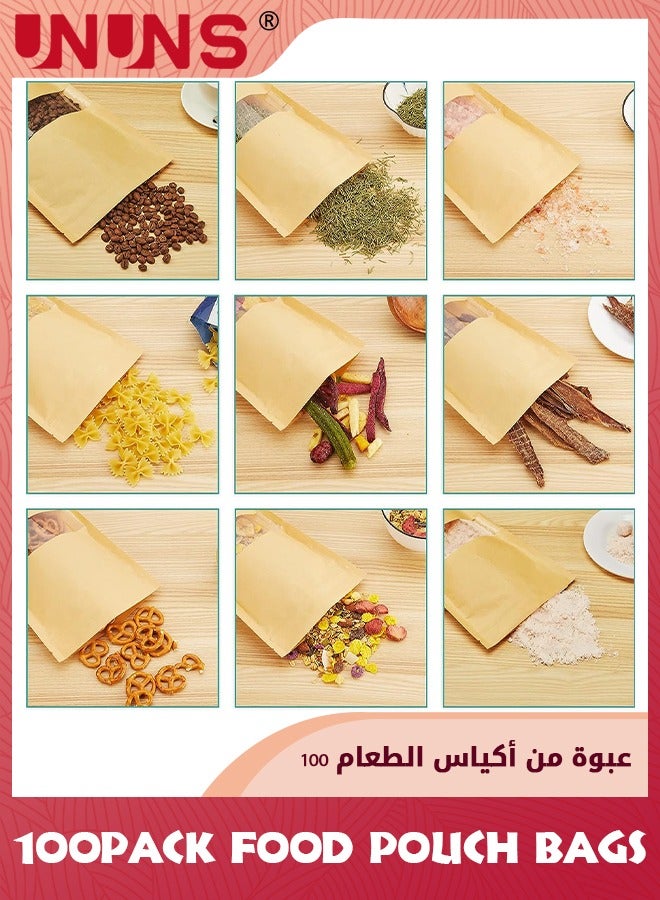 UNUNS 100 Pcs Reusable Stand Up Bags,Kraft Paper Bags With Window,Zip Lock Food Storage Bags For Packaging Products,Sealable - Image 3
