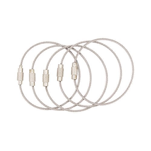 Leen4You Keyring Cable Stainless Cable Keychain Wire Loops with Keyring Twist Barrel Colour Silver (10Pcs) - Image 1