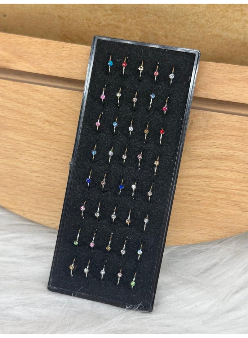 مجموعة من حلقتين لثقب الأنف مصنوعة من الفولاذ المقاوم للصدأ الجراحي - Image 2