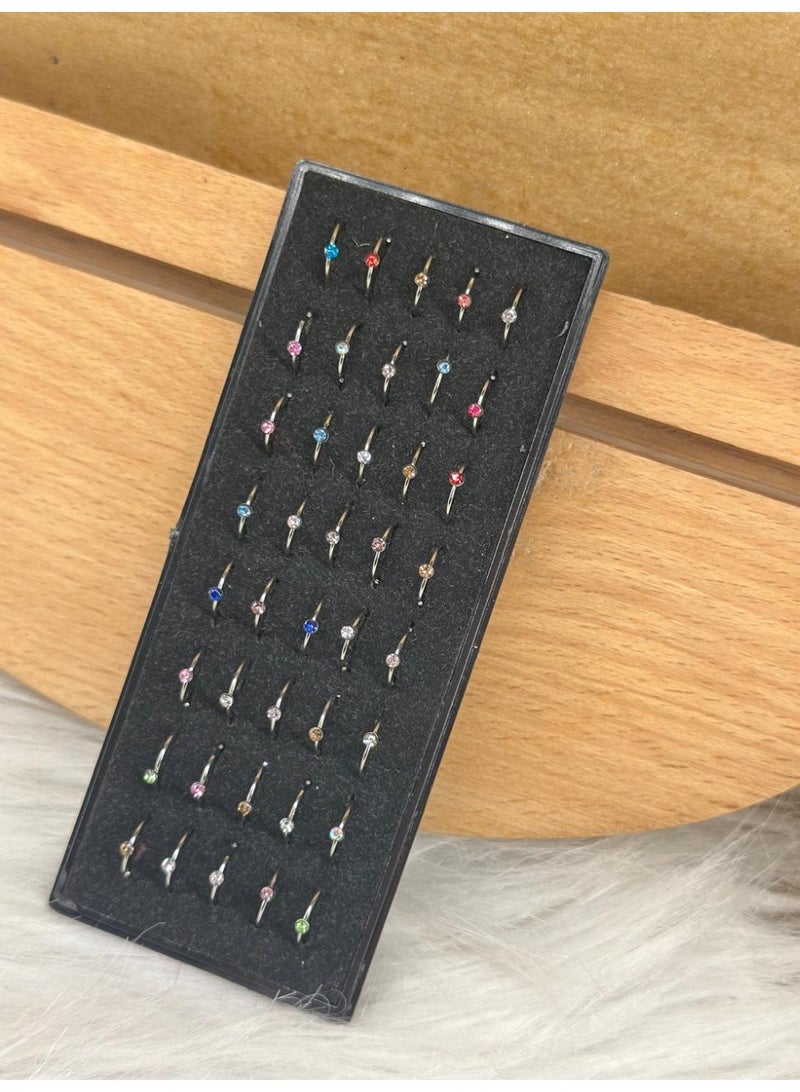 مجموعة من حلقتين لثقب الأنف مصنوعة من الفولاذ المقاوم للصدأ الجراحي - Image 1