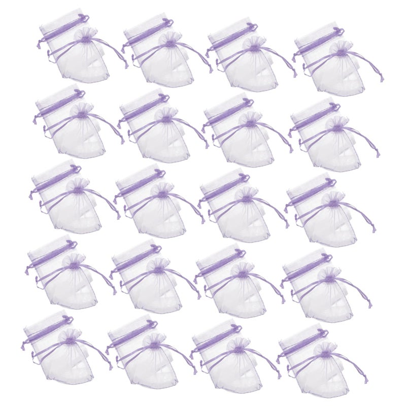 Light Purple Organza Drawstring Bags 100Pcs for Jewelry Wedding Party Favors - Image 2