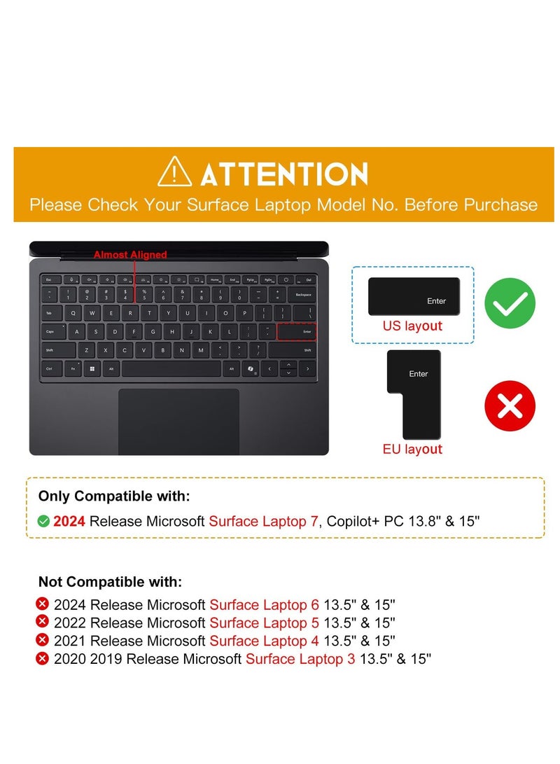 Ultra Thin Keyboard Skin Cover Compatible for 2024 Microsoft Surface Laptop (7th Edition, Windows 11 Copilot+ PC) 13.8"/15" Touchscreen Display, US Keyboard Layout (TPU) - Image 5