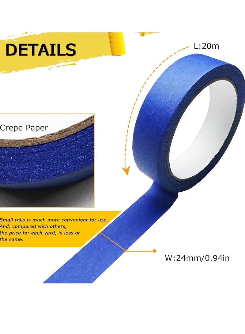 Loquat 4 Rolls Premium Painters Tape, Blue Tape, Masking Tape, Paint Tape for Multi-Purpose, Painting, Painter's, DIY Crafts Arts (2.4cmx20m) Decoration Labeling No Residue, Easy Removal - Image 2