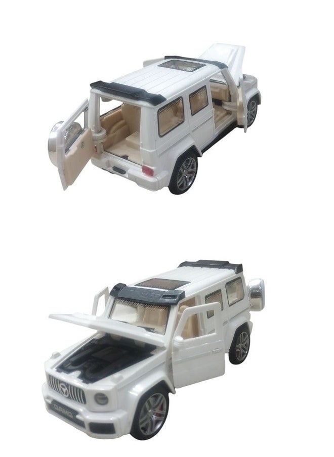 die cast Mercedes Benz G63 AMG 1:32 Scale Model Car,Plastic Model Cars Pull Back Toy Car with Sound and Light for Kids & Adult Gift (White)  - Image 1