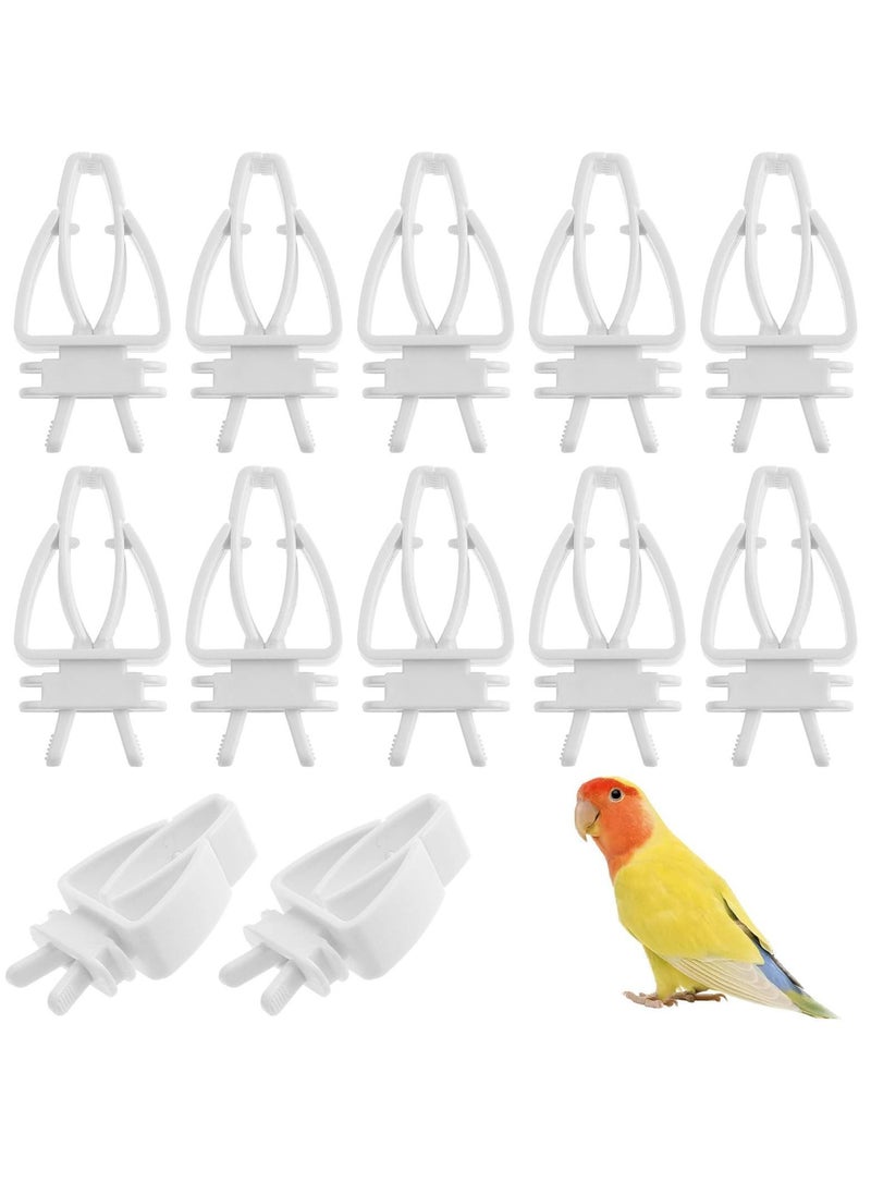 Y&D Bird Cage Food Clip Feeder Parrot Fruit and Vegetable Fish Bone Fork Snack (12 Pieces, White)  - Image 1