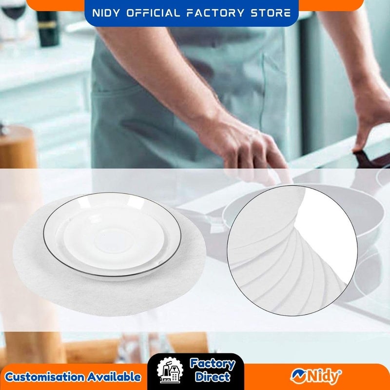 STORE77 نيدي® 50 قطعة أوراق حماية الأطباق القابلة للتصرف - وسادات cushioning غير المنسوجة القابلة لإعادة الاستخدام لتكديس الأطباق والأوعية وأدوات الطهي، تخزين المطبخ والتنقل، تخزين الخزائن - Image 4