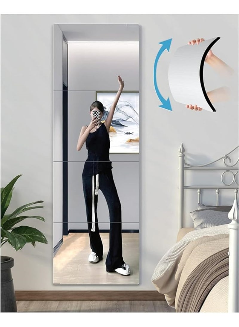 8PCS الزجاج كامل الطول الجدار مرآة بلاط ، مرآة كاملة الطول مرآة كاملة الجسم المرآة ذاتية اللاصقة عالية الوضوح ، مرآة جدارية بدون إطار لمكتب المنزل غرفة النوم الحمام باب صالة الرياضة (8pcs ، 30 * 30 سم) - Image 5