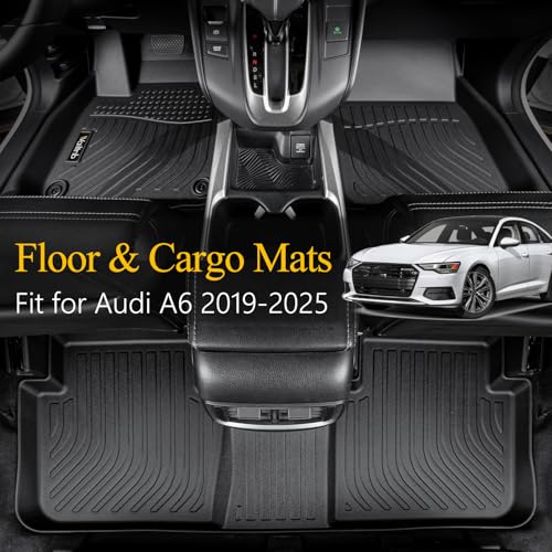 Wailtnb-All Weather Floor Mats & Cargo Liner for Audi A6 2019-2025 (Not for A6 Allroad Models) Custom Fit Waterproof Durable Easy to Clean fit for Audi A6 2019-2025 Accessories Black - Image 2