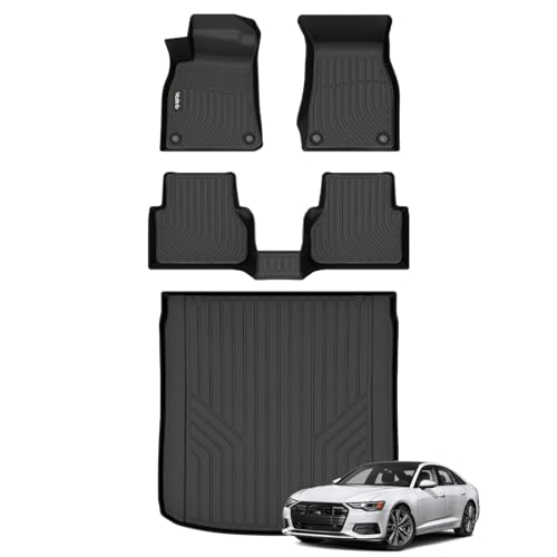 Wailtnb-All Weather Floor Mats & Cargo Liner for Audi A6 2019-2025 (Not for A6 Allroad Models) Custom Fit Waterproof Durable Easy to Clean fit for Audi A6 2019-2025 Accessories Black - Image 1