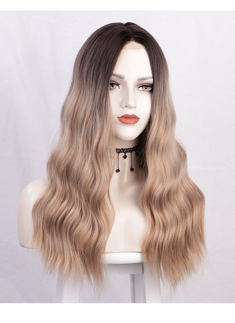 Estelle Wigs European and American women's long curly hair Front lace women's long curly hair Fluffy water ripple wig headgear wigs  - Image 5