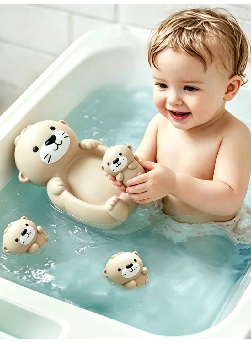 أَرَوْن مجموعة ألعاب الحمام Otter Bath Toy Set، تتضمن أم قضاعة و 3 صغار قضاعات، ألعاب حمام عائلية، ألعاب حمام ناعمة وقابلة للضغط - Image 1