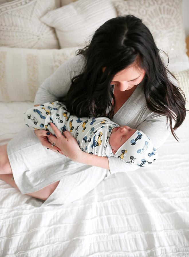 Posh Peanut Posh Peanut Unisex Baby Swaddle Blanket - Large Premium Knit Viscose from Bamboo - Infant Swaddle Wrap, Receiving Blanket and Beanie Set, Baby Shower Newborn Gift, Registry - Enzo - Image 1
