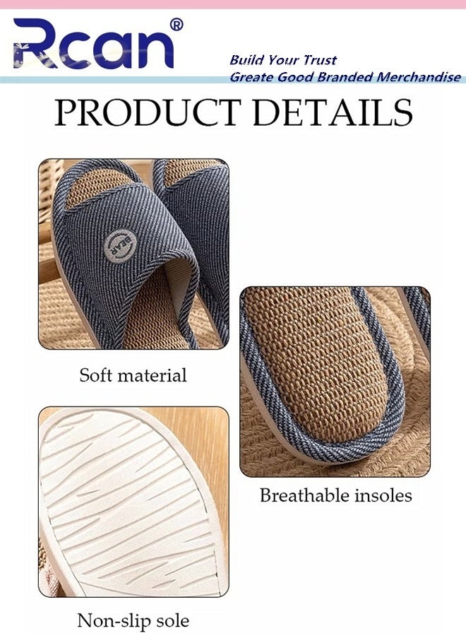 Rcan Slippers for Men Memory Foam House Bedroom Slippers with Thick Sole Non-Slip Soft Slippers Open Toe Men's Bath Slipper House Sandals for Indoor & Outdoor EUR44-45  - Image 2
