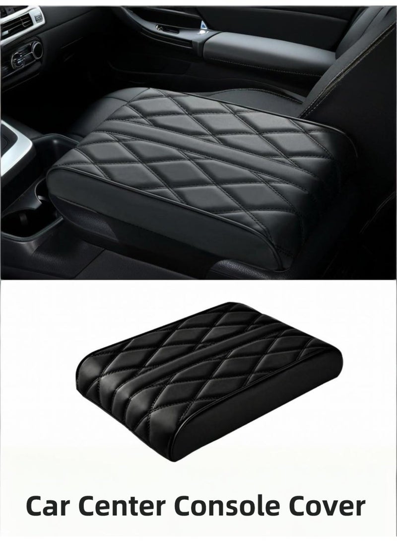 KIIUMI Car Center Console heighten Cover, Leather Memory Foam Car Armrest Booster Pads, Leather Car Armrest Cover Protector, Suitable for Most Vehicles, SUVs, Trucks, Cars Black - Image 1