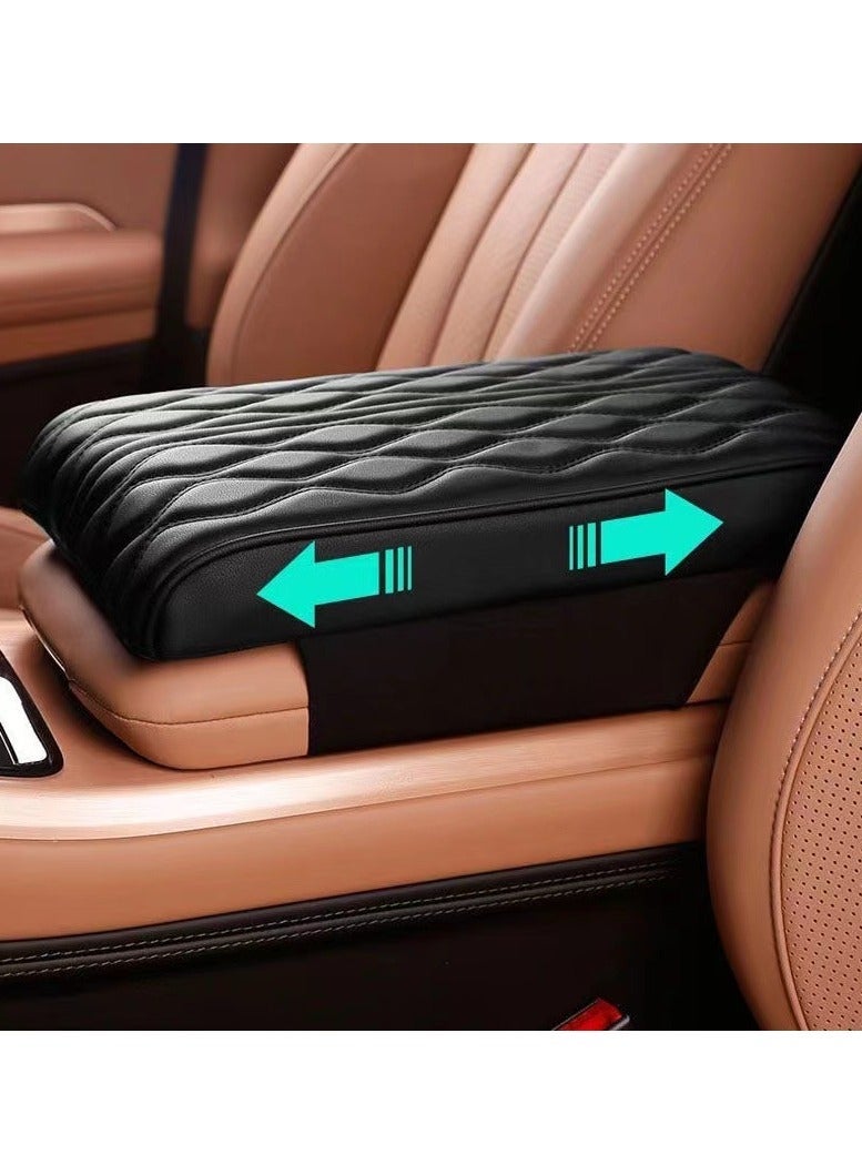 KIIUMI Car Center Console heighten Cover, Leather Memory Foam Car Armrest Booster Pads, Leather Car Armrest Cover Protector, Suitable for Most Vehicles, SUVs, Trucks, Cars Black - Image 2