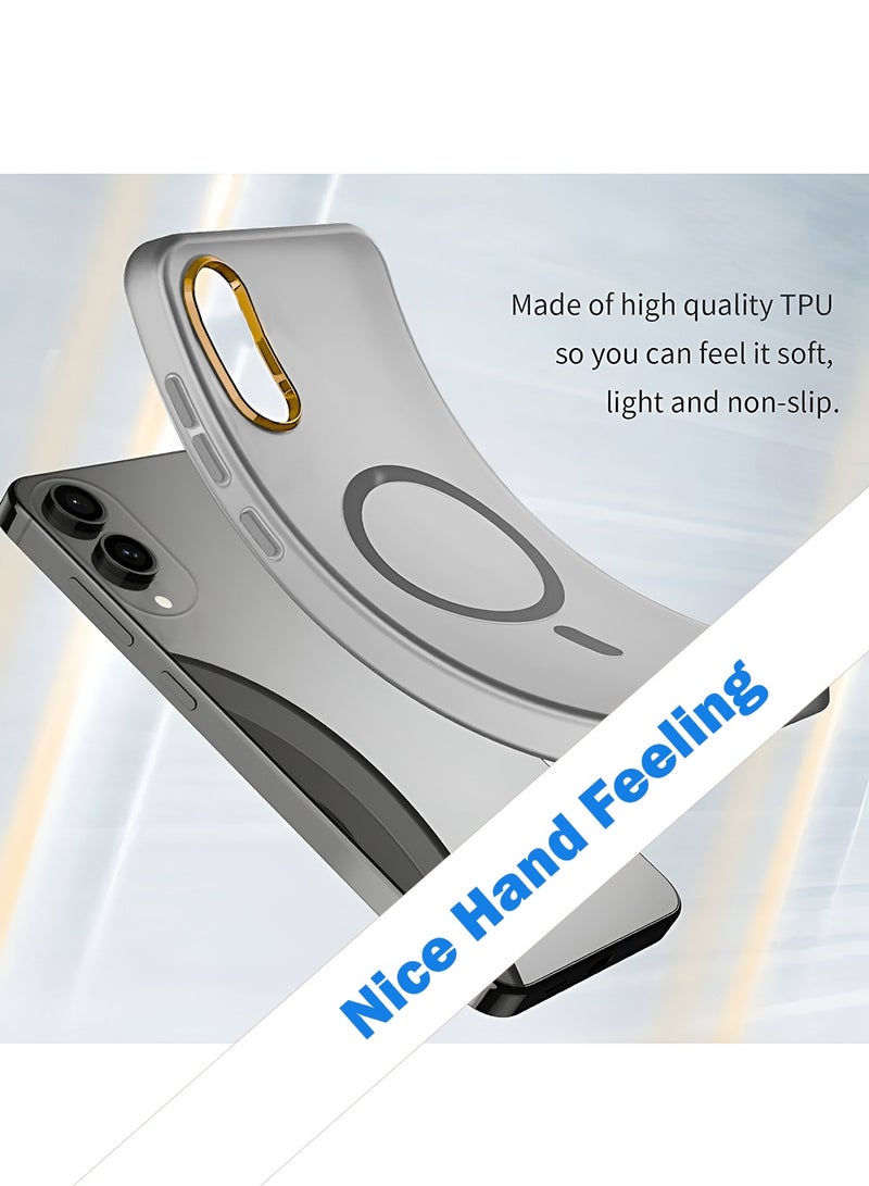 دبليو تيك غطاء حالة سامسونج جالاكسي S25 إدج 5G 2025 هجين شفاف مع شحن مغناطيسي وحواف كاميرا مرتفعة مظهر أنيق (MCMPMN) - رمادي - Image 3