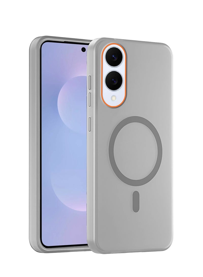 دبليو تيك غطاء حالة سامسونج جالاكسي S25 إدج 5G 2025 هجين شفاف مع شحن مغناطيسي وحواف كاميرا مرتفعة مظهر أنيق (MCMPMN) - رمادي - Image 1