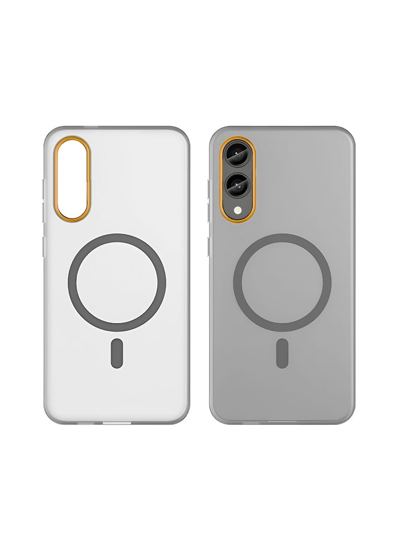 دبليو تيك غطاء حالة سامسونج جالاكسي S25 إدج 5G 2025 هجين شفاف مع شحن مغناطيسي وحواف كاميرا مرتفعة مظهر أنيق (MCMPMN) - رمادي - Image 2