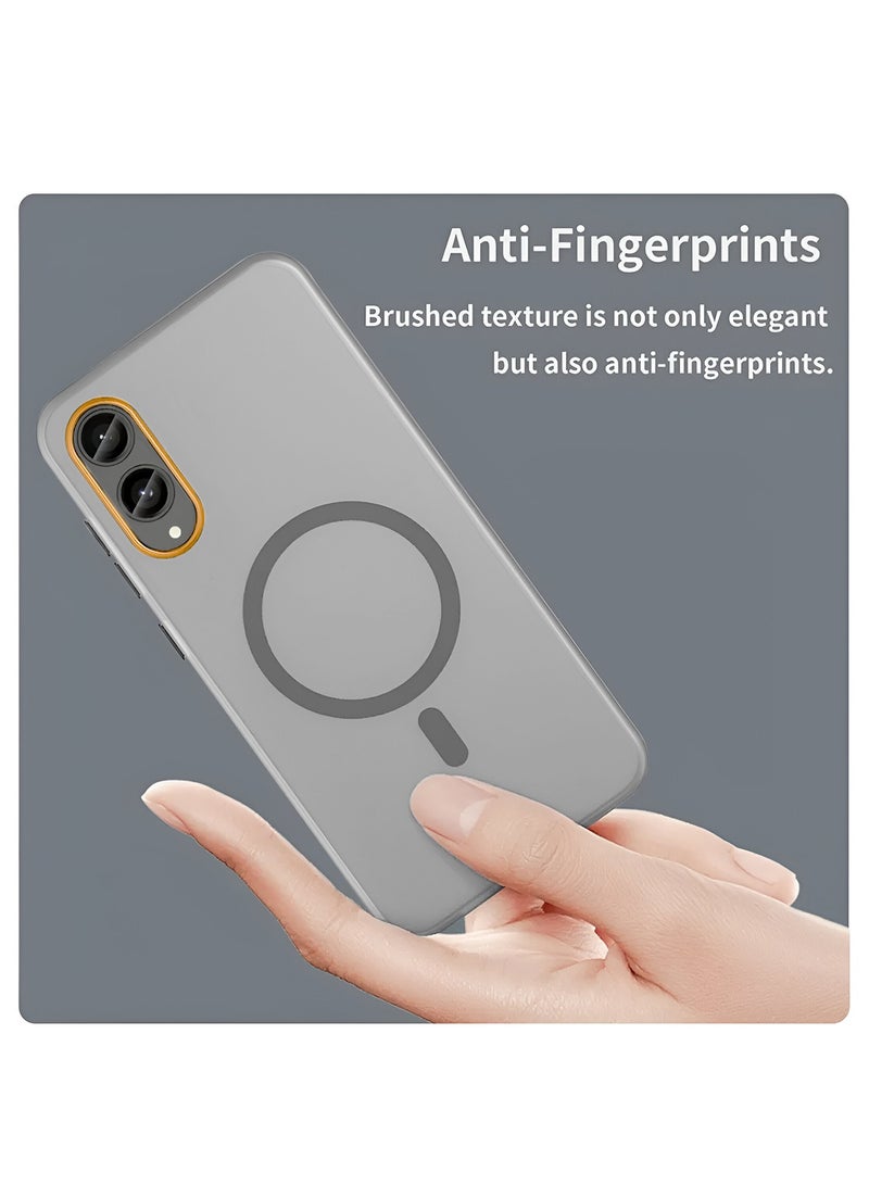 دبليو تيك غطاء حالة سامسونج جالاكسي S25 إدج 5G 2025 هجين شفاف مع شحن مغناطيسي وحواف كاميرا مرتفعة مظهر أنيق (MCMPMN) - رمادي - Image 4