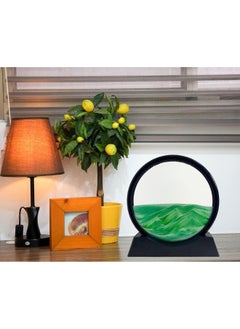 Happy Home Moving Sand Art Board, 3D Hourglass, Deep Sea Sand Scenery, Moving Sand Art Board, Circular Sand Frame, 3D Colorful Sand Decor, Comfortable Desktop for Home Office (7 Inch,Green)  - Image 5