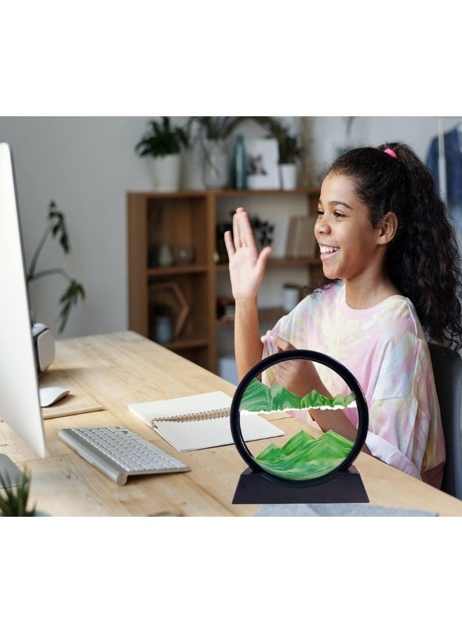 هابي هوم لوحة فنية رملية متحركة، ساعة رملية ثلاثية الأبعاد، منظر رملي لأعماق البحار، لوحة فنية رملية متحركة، إطار رملي دائري، ديكور رملي ملون ثلاثي الأبعاد، سطح مكتب مريح للمكتب المنزلي (7 بوصات، أخضر)  - Image 3