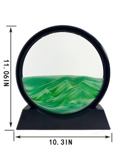 Happy Home Moving Sand Art Board, 3D Hourglass, Deep Sea Sand Scenery, Moving Sand Art Board, Circular Sand Frame, 3D Colorful Sand Decor, Comfortable Desktop for Home Office (7 Inch,Green)  - Image 2