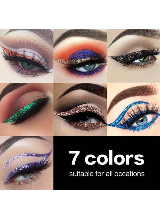 Ucanbe مجموعة مكياج كحل سائل لامع بـ 7 ألوان، قلم كحل ملون بلمسة ساتانية معدنية، يدوم طويلاً مع صبغة عالية وتركيبة مقاومة للماء والبقع - Image 5