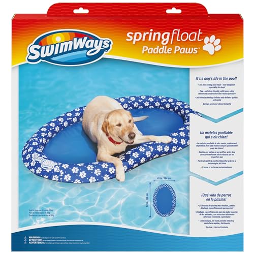SwimWays Paddle Paws Spring Float Dog Raft Large 65 lbs and Up Blue - Image 1