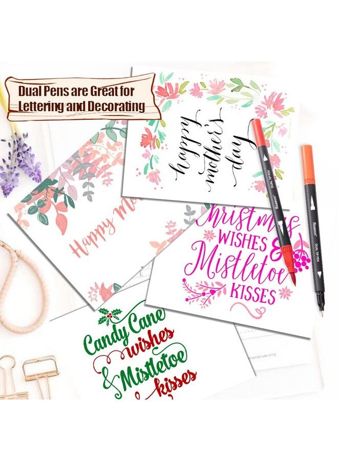 Reaeon Coloring Markers Pen Dual Brush Tip Marker For Adult Coloring 34 Color Calligraphy Fine Tip Pen For Beginner Journal Planner Drawing Doodle  - Image 4