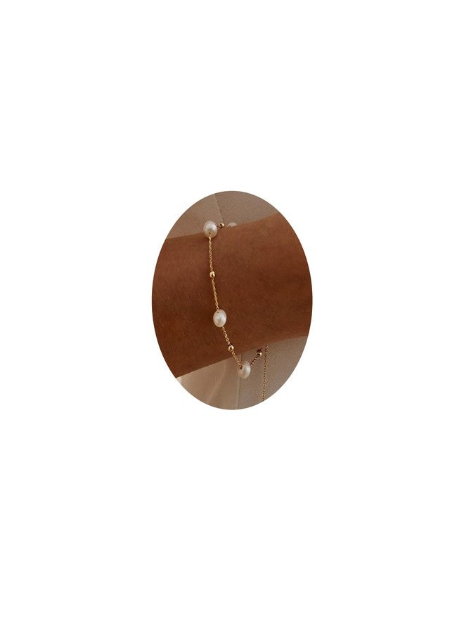 Maxcate Pearl Gold Bracelets for Women Non Tarnish -14k Real Gold Plated Charm Beaded Bracelets White Brides Bridesmaid Wedding Dainty Pearl Bracelet Gold Jewelry for Women Accesory Birthday Gifts - Image 1