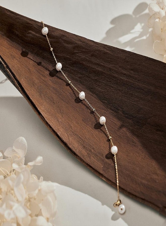 Maxcate Pearl Gold Bracelets for Women Non Tarnish -14k Real Gold Plated Charm Beaded Bracelets White Brides Bridesmaid Wedding Dainty Pearl Bracelet Gold Jewelry for Women Accesory Birthday Gifts - Image 4