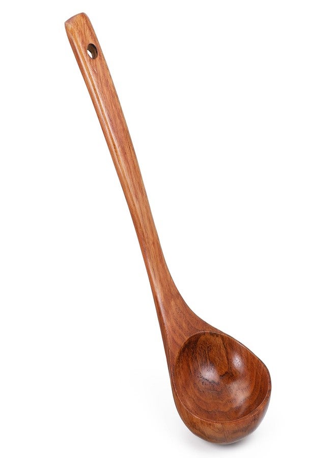 HaiFafafaing Wooden Soup Spoon for Cooking - 11 Inch Long Handle Soup Spoon - Teak Wood Kitchen Utensil Natural Wooden Color - Image 1