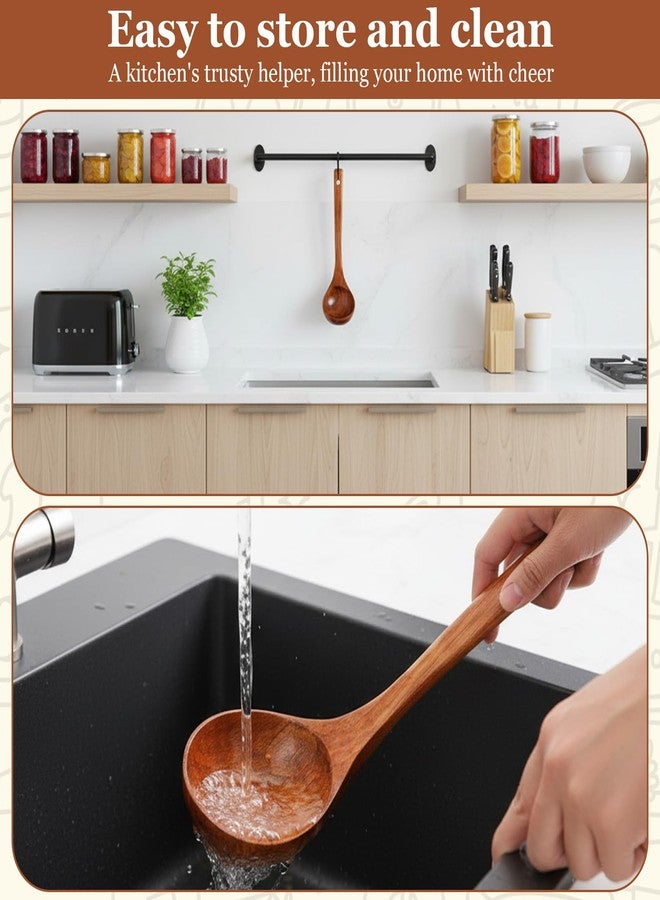 HaiFafafaing Wooden Soup Spoon for Cooking - 11 Inch Long Handle Soup Spoon - Teak Wood Kitchen Utensil Natural Wooden Color - Image 5