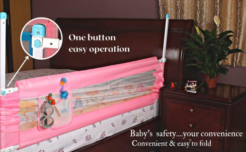 VIC Kid® Adjustable Baby Bedrail Guard for Toddlers/Bed Fence/Kids Safety/Portable and Adjustable Size (1.5, Pink (Rabbit)) - Image 5
